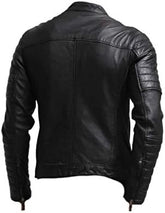 Black Sheepskin Leather Jacket back-Men
